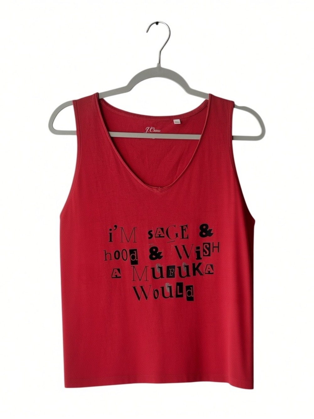 J. Crew Red Graphic V-Neck Tank Top